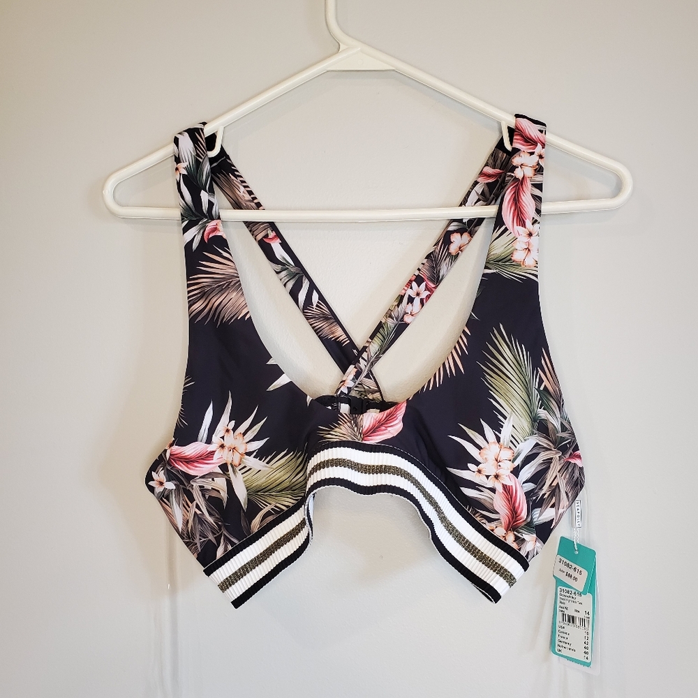 Seafolly oacean Alley high neck tank black sz 10